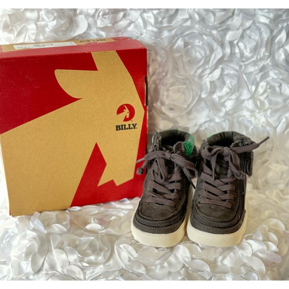 Billy Shoes Toddler 7M Gray Canvas High Top Round Toe Zip